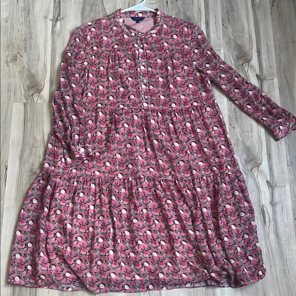 goodland Dresses & Skirts - Muted Pink Tiered Long Sleeve Sundress with Mandarin Collar